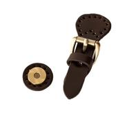 Tab Closures Fasteners Sew On Magnetic Buckle Clasp Leather Alloy Multicolor 1 Or 2 Sets(Brown+Bronze,2 Sets)