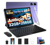 Tab G6+ Android 15 Tablet with Keyboard, 8000mAh Battery Gemini AI Tablets 11 Inch, Unisoc T7280 Octa Core 32GB+256GB/2TB, Widevine L1, Gaming Tablet with Pen, Mouse&Case, BLACK