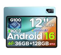 Tab G6 Pro Tablet 12 Inch, Android 16 Tablets, 90Hz 2.4K 36GB RAM+128GB ROM/TF 2TB, Helio G100 Octa-Core Tablet with sim, 4G LTE/5G WiFi/9000mAh/Gemini AI/13MP+8MP/OTG/FACE ID/Dual speakers