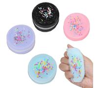 Taba Squishy Biscuit Toys, 4 Pack Silicone Stress Relief Squishy Toys for Adults, Anti-Anxiety Desk Accessories, Soft Squeeze Toys for Relaxation, Office Fun & Party Favor Gifts