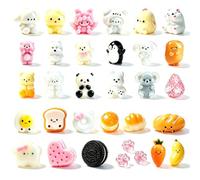 Taba Squishy Set 30pcs Mini Fufu Squishy Squeeze Toy for Kids Adults | 30 Styles No Repeat Kawaii Animal Food Fruit Stress Relief Toys Taba Squishy Fidget Toys for Birthday Christmas Party Favors