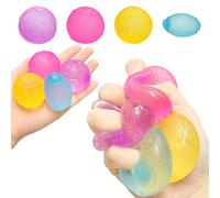 Taba Squishy Soft Silicone Squeeze Balls Toys-4 Pack,Rugby-Baseball-Volleyball-Football,Squishy Fidget Toys Set,Gifts for Kids, Party Favors, Slow-Rise Malt Sugar Stress Balls for Anxiety Relief(Com3)