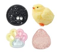 Taba Squishy Toy, Strawberry + Chick + Cat Paw + Cookies 4 pcs Handmade Taba Squishy Kit, Stress Relief Toys,Fufu Squishy for Adults Gift