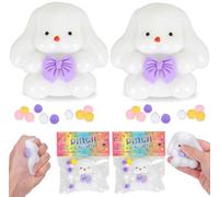 Taba Squishy Toys, 2Pcs Bunny Ultra Soft Fidget Toys Handmade Rabbit Fufu Squishy Animals, Easter Bunny Toy for Boys Girls Gift, Cute Stress Relief Squeeze Sensory Toy for Kids Adults