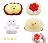 Taba Squishy Toys, 4PCS Stress Relief Toy Set, Soft Sensory Fufu Squishy Kit Include Apple Rabbit Cake Cute Little Chicken Relieving Anxiety and Stress for Adults Kids Birthday Party Gifts-B