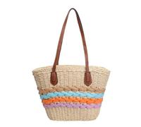 TABAGFKFNV beach bags Large Capacity Straw Woven Tote Bag Casual Shoulder Beach Commuting Women's City Simple Style for women(Beige)