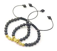 Tabai St Benedict Bracelets with 2 PCS San Benito Medalla Volcanic Stone Beads and Gold Accents Adjustable Nylon Cord Rosarios Catolicos for Men and Women