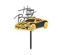 Tabanze Car Cake Topper-Racing Car Birthday Cake Decorations Black and Gold Creative Acrylic Cake Inserts for Boys Men Car Enthusiasts, Racing Theme Party Supplies Decorations Birthday Gifts