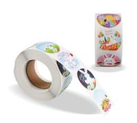 Tabanzhe 1000PCS Easter Seal Sticker Roll - Easter Roll Bunny Eggs Cartoon Decoration Self-Adhesive Label Stickers Holiday Stickers for Festive Decorations, Envelopes Cards, Scrapbooks