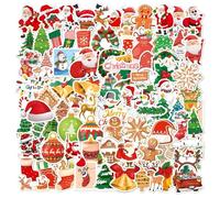 Tabanzhe 100PCS Christmas Stickers,Waterproof Vinyl Decorating Decals for Crafts,Self Adhesive Merry Christmas Stickers Labels for Kids Card Scrapbooking Making Laptop Jars Bottles Decor
