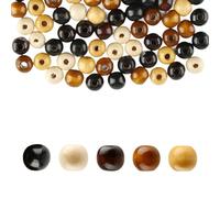 Tabanzhe 100PCS Large Hole Barrel Wood Beads-12 * 11mm Colorful Natural Wooden Spacer Beads for Crafts Big Wood Braid Hair Bead for Macrame Accessories Necklace Bracelet Jewelry Making