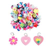 Tabanzhe 100PCS Rubber Loom Charms,Rubber Bands Bracelet Charm Pendants DIY Handmade Accessories for Necklace Earrings Jewellery Making