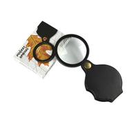 Tabanzhe 10X Mini Pocket Magnifier - Portable Folding Handheld Magnifying Glass with Rotating Protective Holster for Reading, Jewelry, Crafts & Hobbies