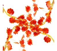Tabanzhe 12 Pcs Autumn Fall Leaf Garland - Artificial Maple Leaves Hanging Fall Vines for Home, Wedding, Fireplace, Party Decor, Vibrant Maple Decor for Your Home and Celebrations