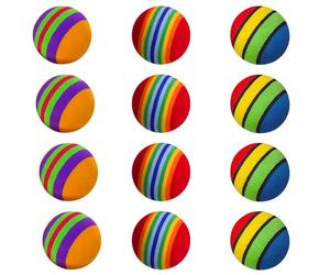Tabanzhe 12 Rainbow Striped Sponge Balls, Cat Toys - Soft EVA Material Interactive Cat Toys for Kittens & Adults, Sports Chase Training Ball (3.5 CM)