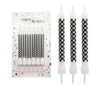 Tabanzhe 12pcs Football Birthday Candles - Black and White Checkered Flag Cake Candles for Racing Car Party Decorations, Baby Shower, Kids Boys' Birthday Cake