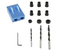 Tabanzhe 15° Pocket Hole Jig Kit, 14 Pcs Woodworking Inclined Hole Jig with 6/8/10mm Drill Guide, Dowel Drill Joinery Joint Angle Tool, Carpentry Locator for DIY Woodwork