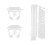 Tabanzhe 1oz Small Pots with Lids - 50 Pcs Small Plastic Sauce Pots Sauce Containers Reusable Round Food for Salads Dips,Chutney,Condiment Home Outdoor