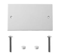 Tabanzhe 1pc Double Blanking Plate Cover 2 Gang Universal White Plug Socket Faceplate Blank Plate with Screws for Electrical Sockets Back Box