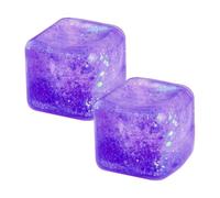 Tabanzhe 2 Pack Ice Cube Stress Balls, 6.5cm Soft TPR Fidget Cubes for Stress Relief Anxiety & Focus - Sensory Squeeze Cubes(Purple )
