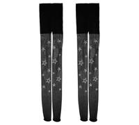 Tabanzhe 2 Pairs Women Star Print Tights,Sparkle Patterned Sheer Fashion Tights for Party Concert,Ladies Starry Legwear(Black)