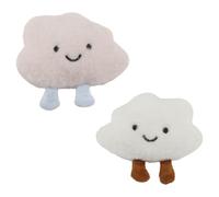 Tabanzhe 2 Pcs Cute Plush Cloud Brooch Pins Set, Fluffy Bag Charm Badges Gifts for Women Girls Clothes Jacket Hats Backpack Decoration ((White and Pink)