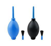 Tabanzhe 2 Pcs Manual Rubber Air Blower with Detachable Soft Brush - Dust Cleaner for Cameras, Lenses, Electronics, Keyboards & Succulents(Black and Blue)