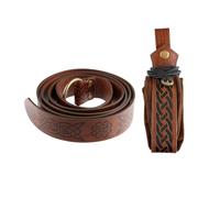 Tabanzhe 2 Pcs Medieval Viking Belt Set- Faux Leather Belt with Pouch Retro Renaissance Belts Pouch Portable Bag Costume Accessories for Dress up Party Cosplay Halloween Men Women