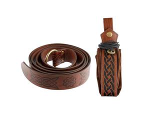 Tabanzhe 2 Pcs Medieval Viking Belt Set- Faux Leather Belt with Pouch Retro Renaissance Belts Pouch Portable Bag Costume Accessories for Dress up Party Cosplay Halloween Men Women