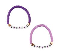 Tabanzhe 2 PCS Olivia Merch Bracelet,Guts Sour Album Inspired Beaded Friendship Bracelet,Purple Soft Pottery Handmade Jewelry Gift for Music Singer Fans Girls Women Tour Concert Accessories