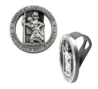 Tabanzhe 2 Pcs St Christopher Medal Car Visor Clip, Zinc Alloy Saint Christopher Guardian Angel Driving Safety Religious Gift for New Driver Family Friend