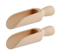 Tabanzhe 2 Pcs Wooden Scoops 140mm Large Wood Spoons for Salt, Flour, Coffee Beans, Sugar, Bath Salts and Tea Powder,Kitchen Scooper for Spices and Dry Goods