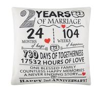 Tabanzhe 2 Years of Marriage Gift - 2nd Wedding Anniversary Cushion Cover Keepsake Decoration for Couples, Parents, Women, Men, Mum, Dad, Husband, Wife, Grandma, Granddad, Aunt, Uncle, and Friends