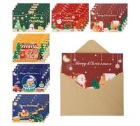 Tabanzhe 24PCS Christmas Cards-Cute Xmas Greeting Cards with Envelopes Santa Claus Snowman Reindeer Cartoon Christmas Greeting Card Set Wishes Gifts for Family Friends Kids Eco-Friendly Cards