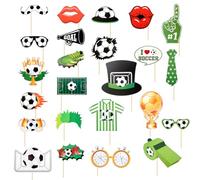 Tabanzhe 24Pcs Football Photo Booth Props,Soccer Themed Birthday Party Photo Booth Props Kit Funny Selfie Props, Football Party World Cup Decorations