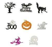 Tabanzhe 24PCS Halloween Cupcake Toppers - Glitter Witch Pumpkin Skull Boo Ghost Cat Cupcake Picks for Baby Shower Birthday Party Supplies