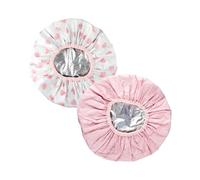 Tabanzhe 2PCS Deep Conditioning Heat Caps - Double Layer Waterproof Hair Steamer Caps for Hot Oil Treatment, Reusable Foil Shower Caps for Long Thick Hair, Home Salon Use for Women Girls