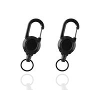 Tabanzhe 2PCS Retractable Keychain - Heavy Duty Carabiner Badge Holder with 23.6" Steel Retractable Cord, Keyring ID Card Reel for Outdoor & Work