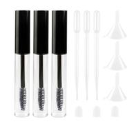 Tabanzhe 3 Pcs Empty Mascara Tubes 10ml with Eyelash Wand for Eyelash Growth Oil Portable Refillable Containers with Rubber Inserts and Funnels for Eyelash Mascara Lip Gloss and Eyeliner (Black)