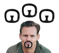 Tabanzhe 3 Pcs Self-Adhesive Fake Goatee Beard & Moustache,Realistic Black Facial Hair Costume Accessory False Novelty Moustache for Halloween,Cosplay,Masquerade & Fancy Dress Parties