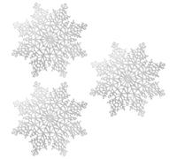 Tabanzhe 3 Pcs Silver Snowflake Christmas Placemats,PVC Xmas Table Mats,Waterproof Washable Non-Slip Heat Resistant Holiday Dining Table Decoration for Home Kitchen Restaurant