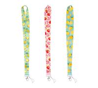 Tabanzhe 3Pcs ID Lanyards Strap - Cute Fruit Print Series Lanyards for Phone, Bag, ID Card Holder, and Key-chains, Ideal for Women, Men, and Kids