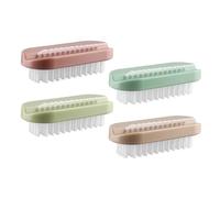 Tabanzhe 4 Pcs Double Sided Nail Brushes for Fingernails and Toenails,Soft and Firm Bristles Portable Nail Scrubber for Men Women and Kids,Plastic Handle Nail Cleaning Brush for Home Salon Use