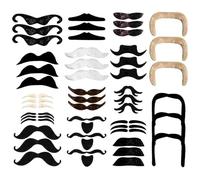 Tabanzhe 48PCS Fake Moustache,16 Styles Self Adhesive Fake Beard,Realistic Novelty Mustache Kit Party Favors Photo Props for Adult Kids Costume Performance Fancy Dress Party Decorations