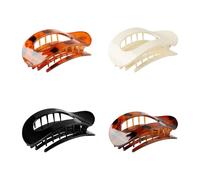 Tabanzhe 4PCS Flat Claw Hair Clips for Women & Girls, Hair Claw Clips with Strong Hold, Non-Slip Curved Design for Thick and Thin Hair, Flat Barrettes (Multi-Color)