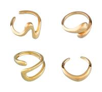 Tabanzhe 4Pcs Gold Chunky Rings for Women, Zinc Alloy Stackable Statement Irregular Finger Bands Open Rings Set,Trendy Aesthetic Jewellery