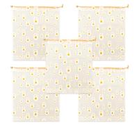 Tabanzhe 5 PCS Daisy Flower Pattern Drawstring Storage Bag,Reusable Clothes Space Bags,Waterproof Ziplock Shoe Bags,Large Size Portable Shoes Bag