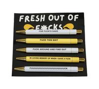 Tabanzhe 5 PCS Funny Pens Set,Novelty Ballpoint Pen with Funny Sayings,Swear Word Rude Pen for Work Colleagues,Retractable Fun Office Pens,Cheeky Secret Santa Gift for Women Men