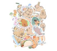 Tabanzhe 50PCS Cute Capybara Stickers, Waterproof Vinyl Animal Stickers, Kawaii Graffiti Stickers for Laptop Water Bottle Luggage Phone Scrapbook, Aesthetic Stickers for Teens Kids Adults