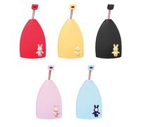 Tabanzhe 5PCS Leather Pullout Car Key Case - 5 Colours Bunny Key Case, Cartoon Bag Cute Personalised Car Key Holder, Cute Cartoon Bunny Key Holder Set for Men and Women